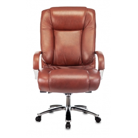 Кресло руководителя Бюрократ T-9925SL светло-коричневый Leather Eichel кожа крестовина металл хром - фото 2