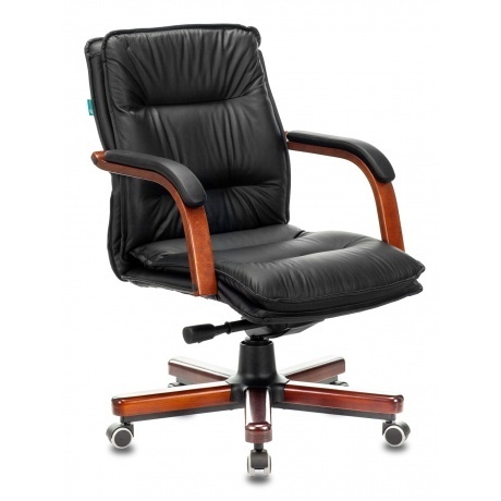 

Кресло руководителя Бюрократ T-9927WALNUT-LOW черный кожа низк.спин. крестовина металл/дерево