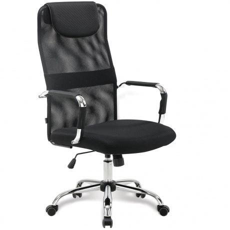 Кресло офисное BRABIX Fit EX-514 с подголовником, хром, черное, 531949 - фото 1
