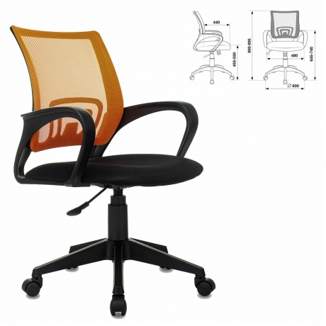 Кресло компьютерное BRABIX Fly MG-396 оранжевое/черное (532084) - фото 5