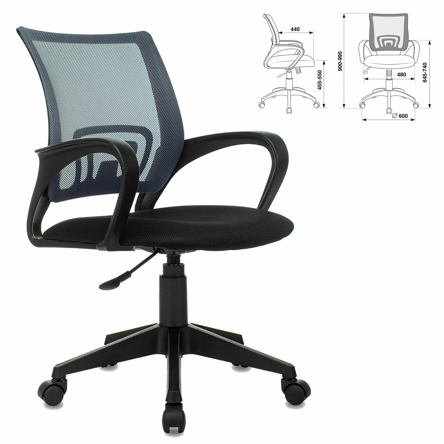 Кресло компьютерное BRABIX Fly MG-396 серое/черное (532085) - фото 5