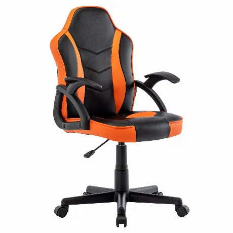 Кресло компьютерное BRABIX Shark GM-203, экокожа, черное/оранжев...