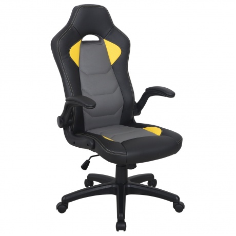 Кресло компьютерное BRABIX Skill GM-005 экокожа, черное/желтое (532494) - фото 1