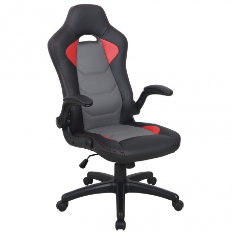Кресло компьютерное BRABIX Skill GM-005 экокожа, черное/красное (532496) - фото 1