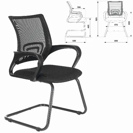 Кресло для приемных и переговорных BRABIX Fly CF-100, черное (53...