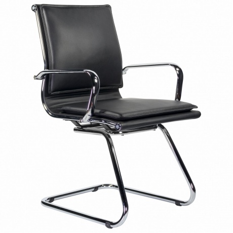 

Кресло для приемных и переговорных BRABIX Kayman CF-102, экокожа, хром, черное (532572)