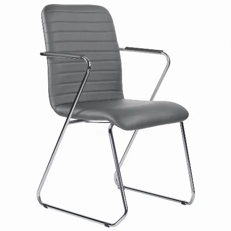 Кресло для приемных и переговорных BRABIX Visit CF-101, хром, эк...