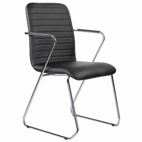 Кресло для приемных и переговорных BRABIX Visit CF-101, хром, эк...