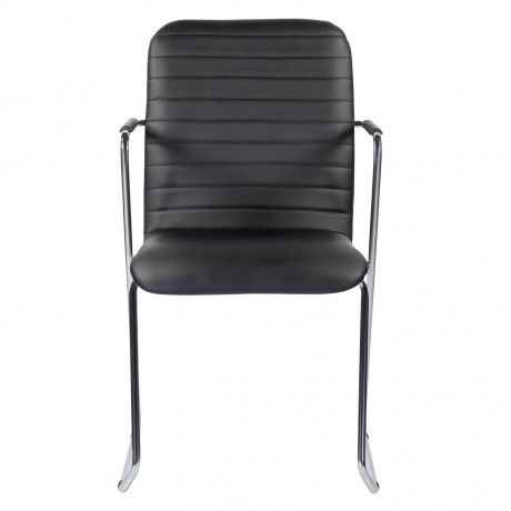 Кресло для приемных и переговорных BRABIX Visit CF-101, хром, экокожа, черное (532559) - фото 6
