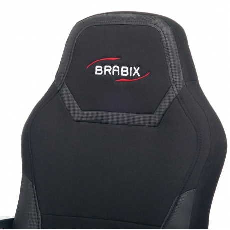 Кресло компьютерное BRABIX Alpha GM-018, ткань/экокожа, черное (532636) - фото 6