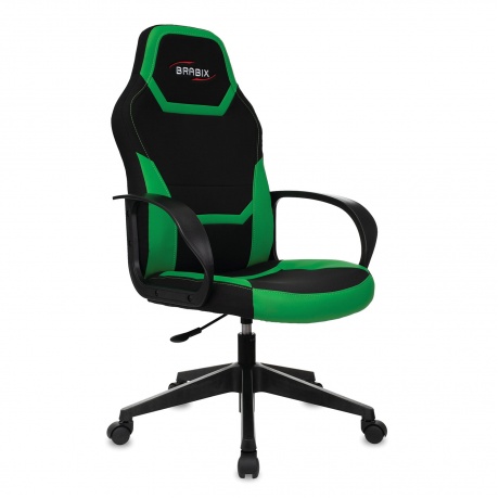 Кресло компьютерное BRABIX Alpha GM-018, ткань/экокожа, черное/зеленое (532639) - фото 1