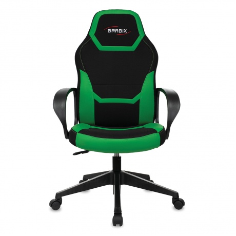 Кресло компьютерное BRABIX Alpha GM-018, ткань/экокожа, черное/зеленое (532639) - фото 4