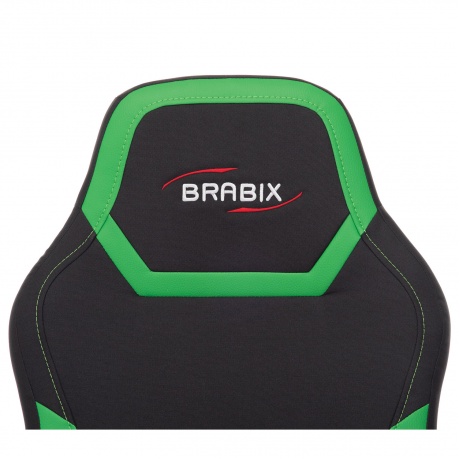 Кресло компьютерное BRABIX Alpha GM-018, ткань/экокожа, черное/зеленое (532639) - фото 5