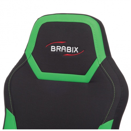 Кресло компьютерное BRABIX Alpha GM-018, ткань/экокожа, черное/зеленое (532639) - фото 6