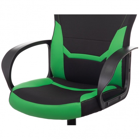Кресло компьютерное BRABIX Alpha GM-018, ткань/экокожа, черное/зеленое (532639) - фото 8