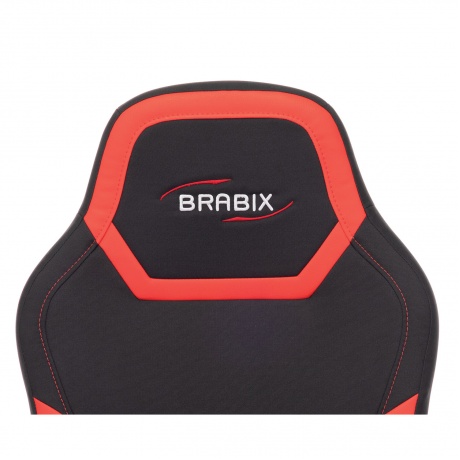 Кресло компьютерное BRABIX Alpha GM-018, ткань/экокожа, черное/красное (532637) - фото 5