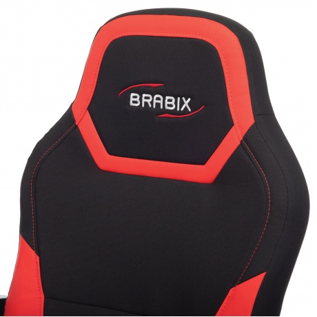 Кресло компьютерное BRABIX Alpha GM-018, ткань/экокожа, черное/красное (532637) - фото 6