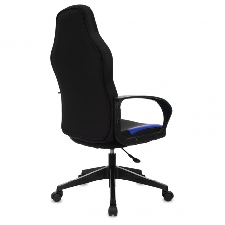 Кресло компьютерное BRABIX Alpha GM-018, ткань/экокожа, черное/синее (532638) - фото 3