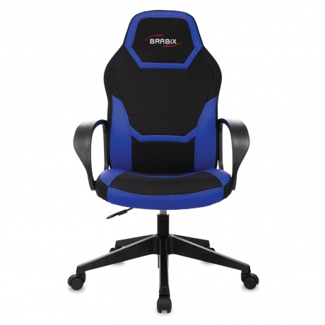 Кресло компьютерное BRABIX Alpha GM-018, ткань/экокожа, черное/синее (532638) - фото 4