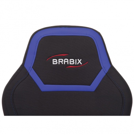 Кресло компьютерное BRABIX Alpha GM-018, ткань/экокожа, черное/синее (532638) - фото 5