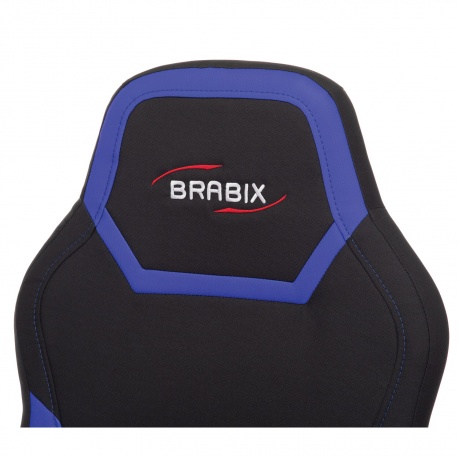 Кресло компьютерное BRABIX Alpha GM-018, ткань/экокожа, черное/синее (532638) - фото 6