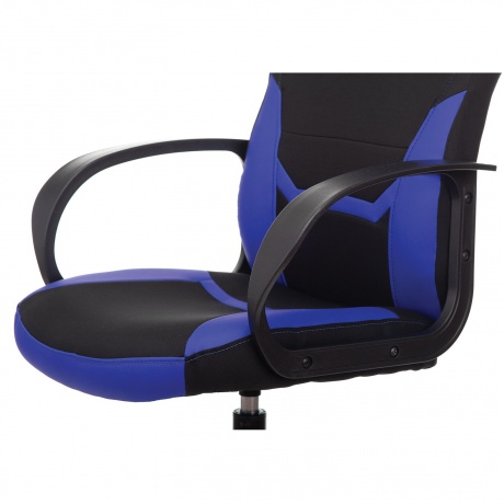 Кресло компьютерное BRABIX Alpha GM-018, ткань/экокожа, черное/синее (532638) - фото 8