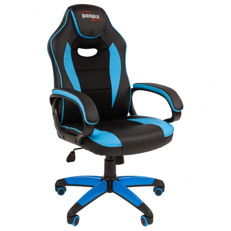 Кресло компьютерное BRABIX Blaze GM-162, TW/экокожа, черное/голубое (532578) - фото 1