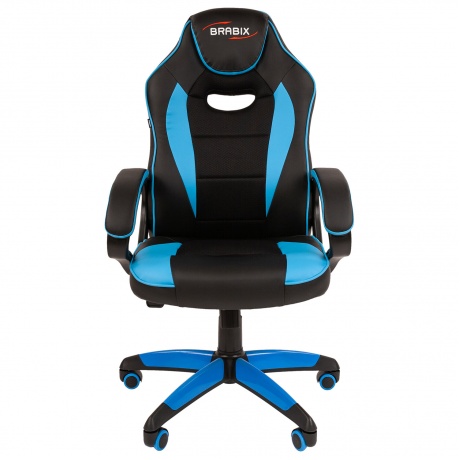 Кресло компьютерное BRABIX Blaze GM-162, TW/экокожа, черное/голубое (532578) - фото 4
