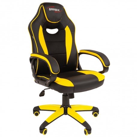 Кресло компьютерное BRABIX Blaze GM-162, TW/экокожа, черное/желтое (532579) - фото 1