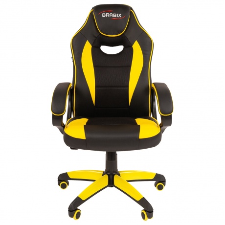 Кресло компьютерное BRABIX Blaze GM-162, TW/экокожа, черное/желтое (532579) - фото 4
