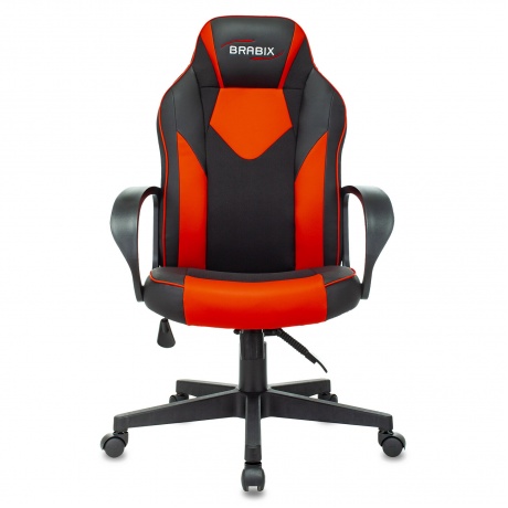 Кресло компьютерное BRABIX Game GM-017, экокожа/ткань, черное/красное (532642) - фото 4
