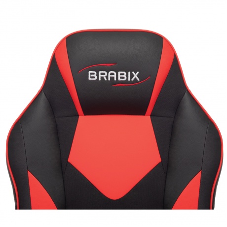 Кресло компьютерное BRABIX Game GM-017, экокожа/ткань, черное/красное (532642) - фото 5