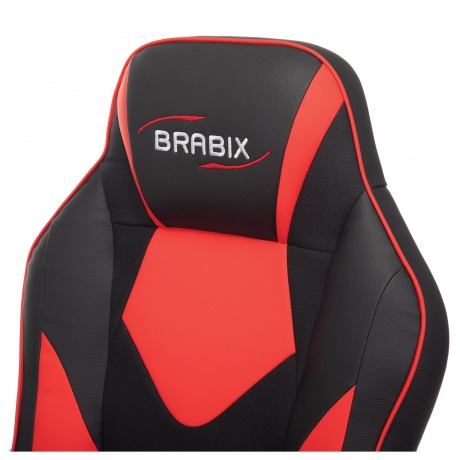 Кресло компьютерное BRABIX Game GM-017, экокожа/ткань, черное/красное (532642) - фото 6