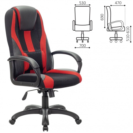 Кресло компьютерное BRABIX Premium Rapid GM-102 черное/красное (532107) - фото 2