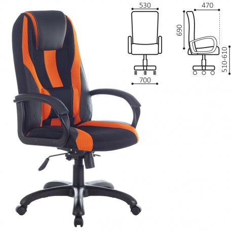 Кресло компьютерное BRABIX Premium Rapid GM-102 черное/оранжевое (532420) - фото 2