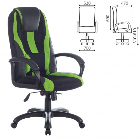 Кресло компьютерное BRABIX Premium Rapid GM-102 черное/зеленое (532419) - фото 2