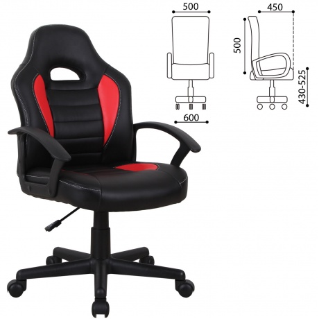 Кресло компьютерное BRABIX Spark GM-201, экокожа, черное/красное (532503) - фото 1