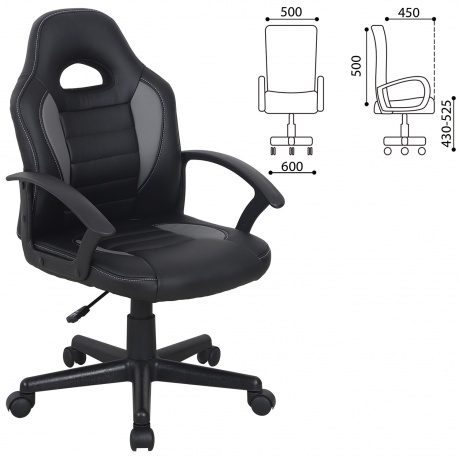Кресло компьютерное BRABIX Spark GM-201, экокожа, черное/серое (532504) - фото 8