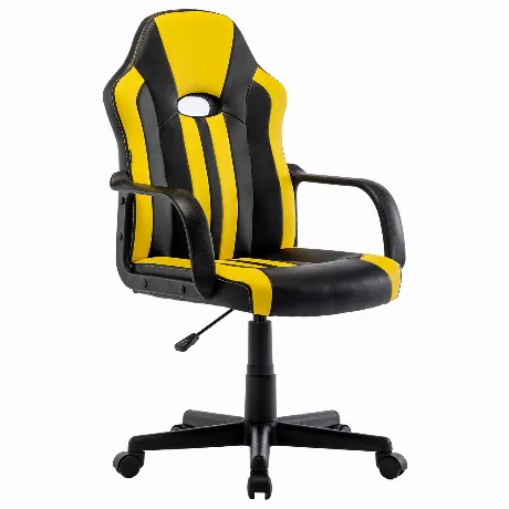 Кресло компьютерное BRABIX Stripe GM-202, экокожа, черное/желтое...