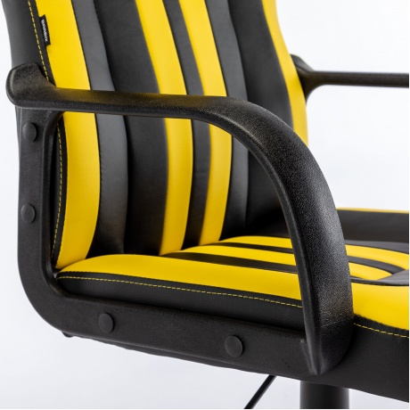 Кресло компьютерное BRABIX Stripe GM-202, экокожа, черное/желтое (532510) - фото 8