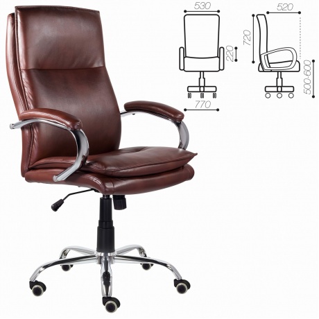 Кресло офисное BRABIX Premium Cuba EX-542, экокожа, коричневое (532550) - фото 2