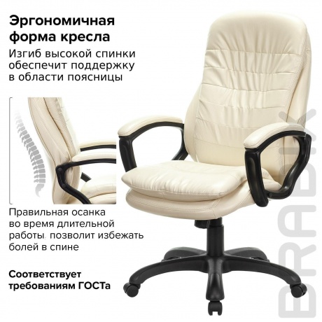 Кресло офисное BRABIX Premium Omega EX-589, экокожа, бежевое (532095) - фото 6