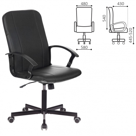 Кресло офисное BRABIX Simple EX-521 экокожа, черное (532103) - фото 2