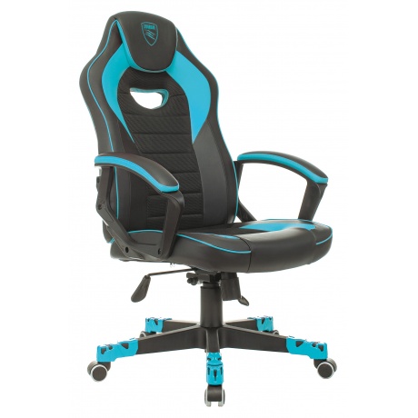 Кресло компьютерное Бюрократ Zombie Game 16 черный/голубой - фото 1