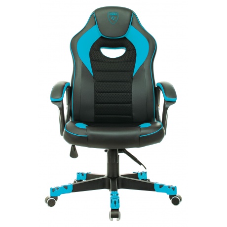 Кресло компьютерное Бюрократ Zombie Game 16 черный/голубой - фото 2