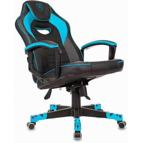 Кресло компьютерное Бюрократ Zombie Game 16 черный/голубой - фото 10
