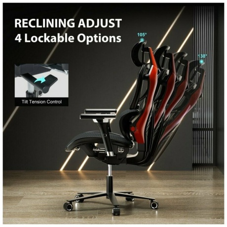 Эргономичное компьютерное кресло (для геймеров) Eureka TYPHON, Red ERK-GC05-R - фото 7