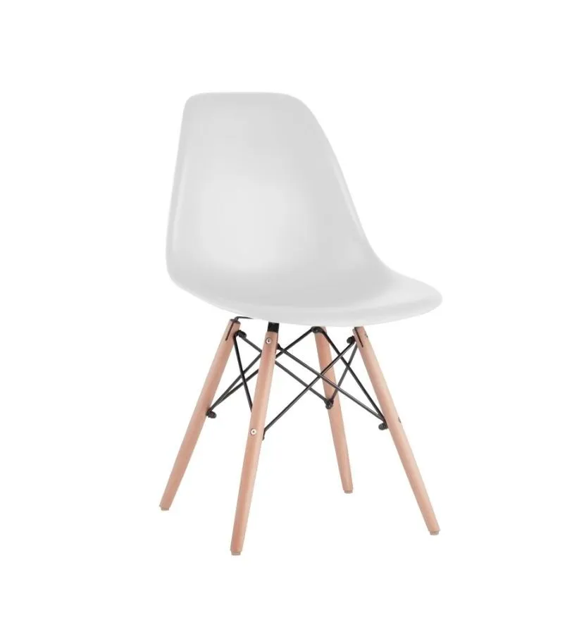 532630, Стулья BRABIX "Eames CF-010", КОМПЛЕКТ 4 шт., пластик белый, опоры дерево/металл, 532630, 2033A - фото 2