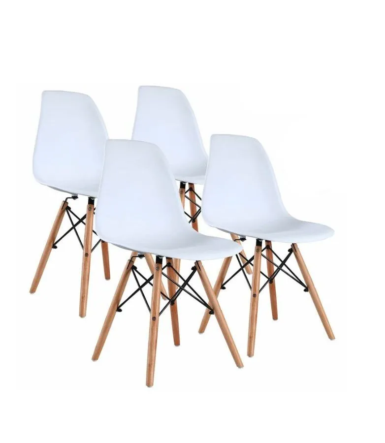 532630, Стулья BRABIX "Eames CF-010", КОМПЛЕКТ 4 шт., пластик белый, опоры дерево/металл, 532630, 2033A - фото 1