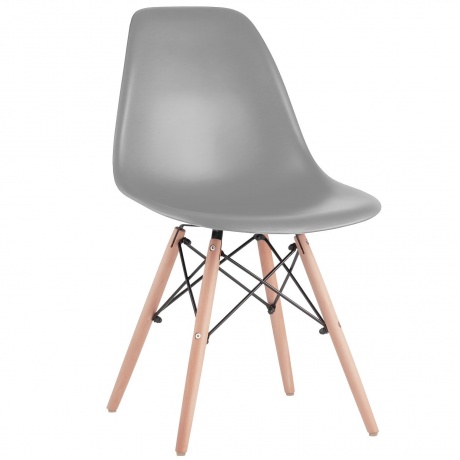 532632, Стулья BRABIX "Eames CF-010", КОМПЛЕКТ 4 шт., пластик серый, опоры дерево/металл, 532632, 2033A - фото 2
